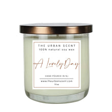 Load image into Gallery viewer, The Urban Scent 100% natural A Lovely Day scented soy candle. 7.5 oz Hand poured in NJ
