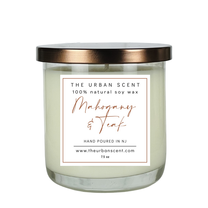 The Urban Scent 100% natural Mahogany Teakwood scented soy candle. 7.5 oz Hand poured in NJ