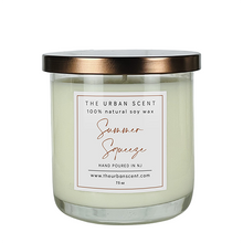 Load image into Gallery viewer, Summer Squeeze soy candle with lemon, berries, watermelon, and musk in a jar.