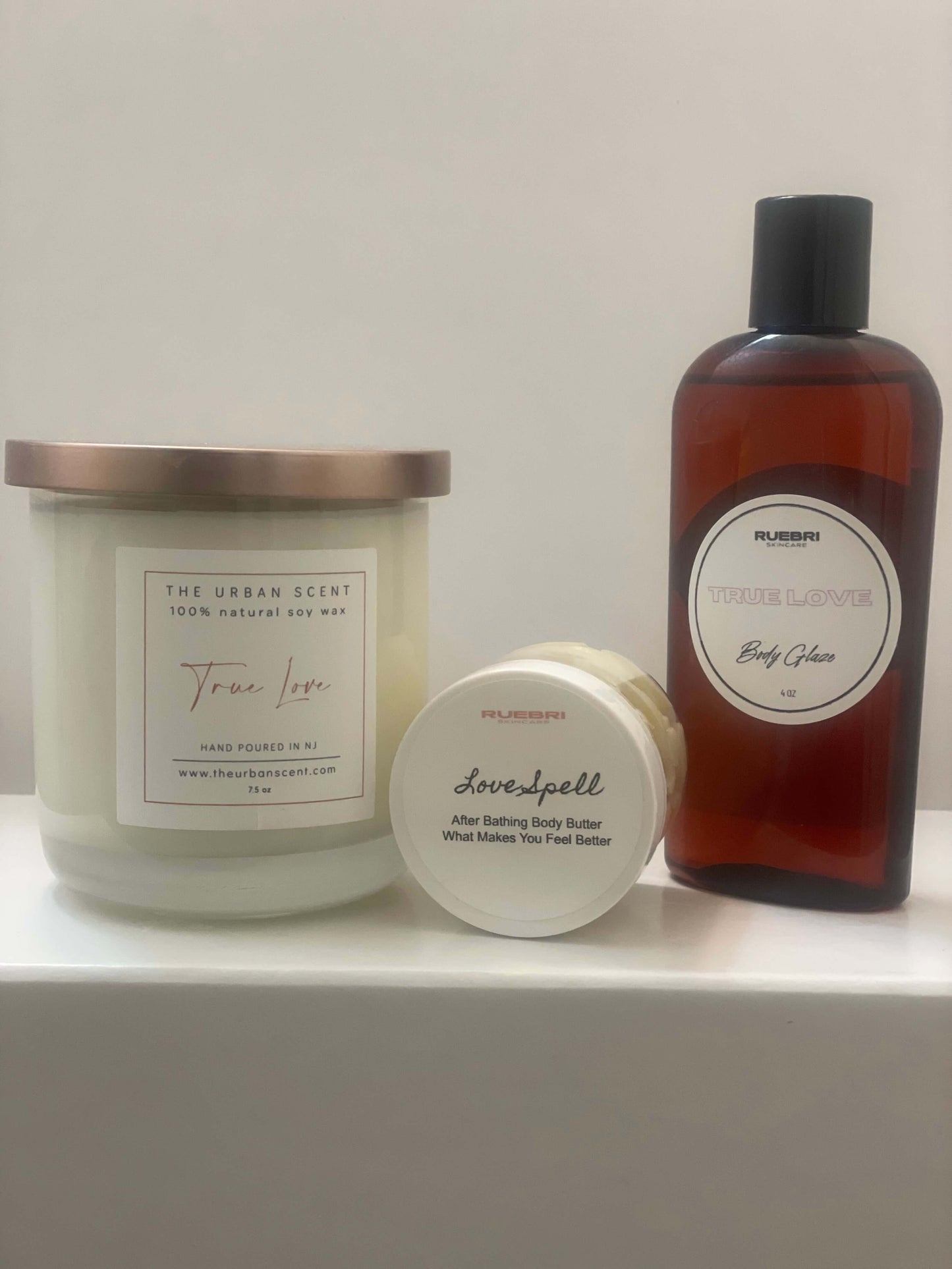 True Love scented soy candle , body body and oil gift set, The Urban Scent