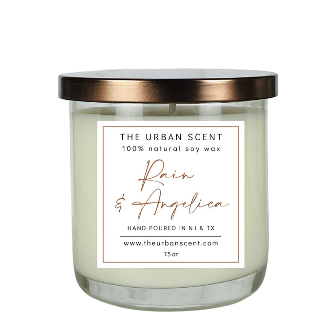 The Urban Scent 100% natural Rain & Angelica scented soy candle. 7.5 oz Hand poured in NJ 