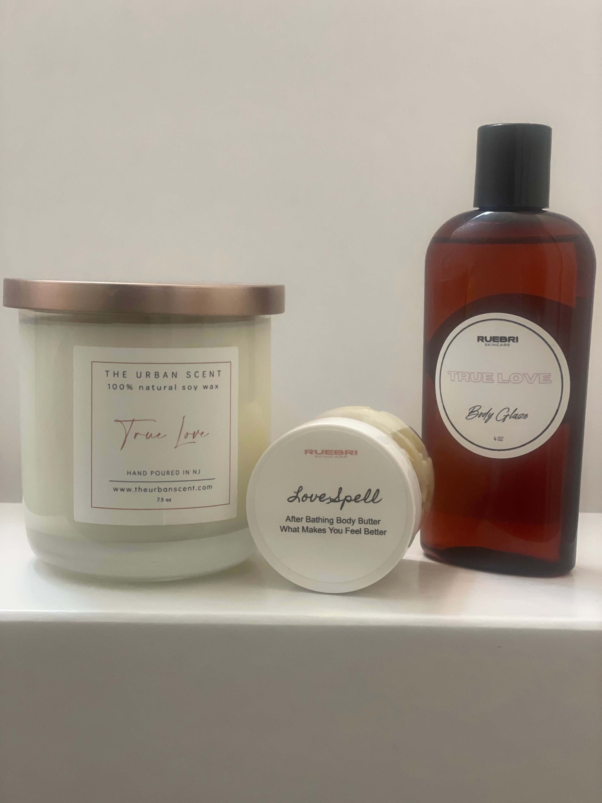 True Love scented soy candle , body body and oil gift set, The Urban Scent