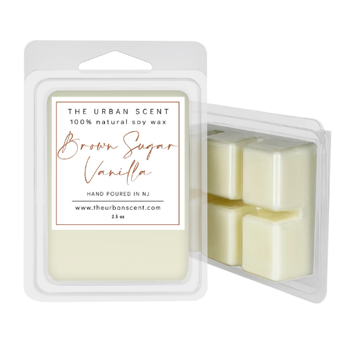Brown Sugar Vanilla soy wax melts in open clamshell