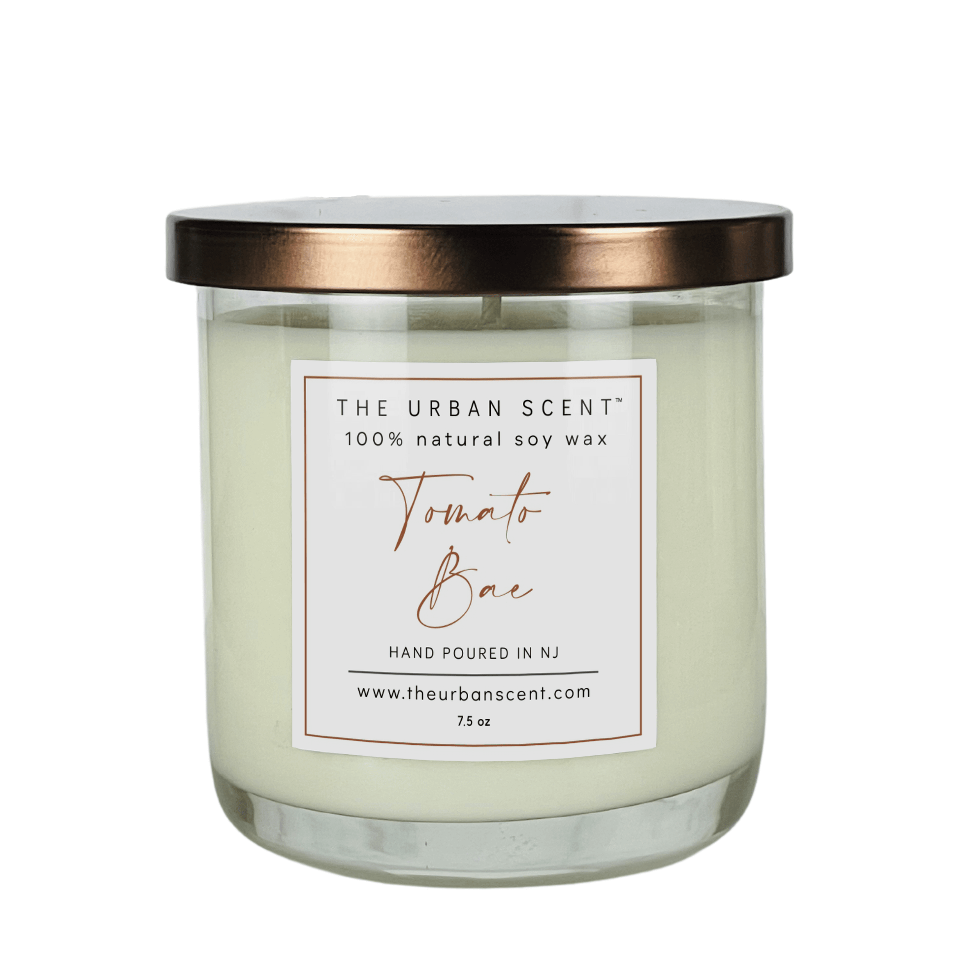 Tomato Bae hand-poured soy candle with tomato leaf, basil and lemon peel — 7.5oz The Urban Scent NJ