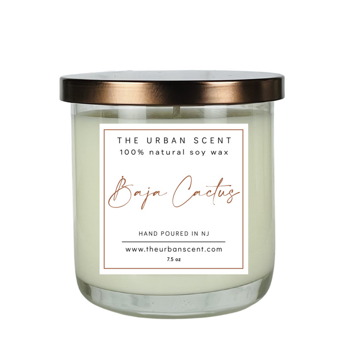 The Urban Scent 100% natural Baja Cactus scented soy candle. 7.5 oz Hand poured in NJ