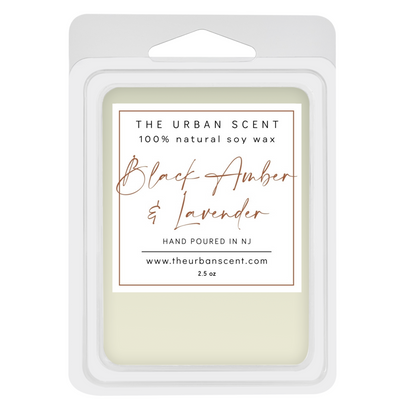 Black Amber & Lavender scented soy wax melts , hand poured - The Urban Scent