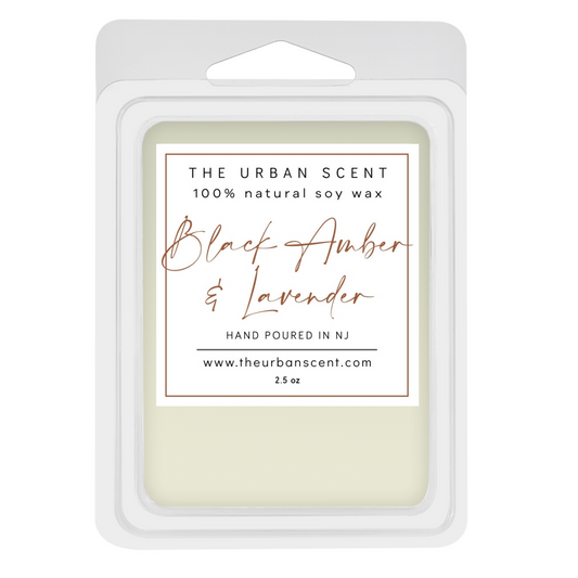 Black Amber & Lavender scented soy wax melts , hand poured - The Urban Scent
