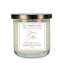 Load image into Gallery viewer, The Urban Scent 100% natural Clean Cotton scented soy candle. 7.5 oz Hand poured in NJ
