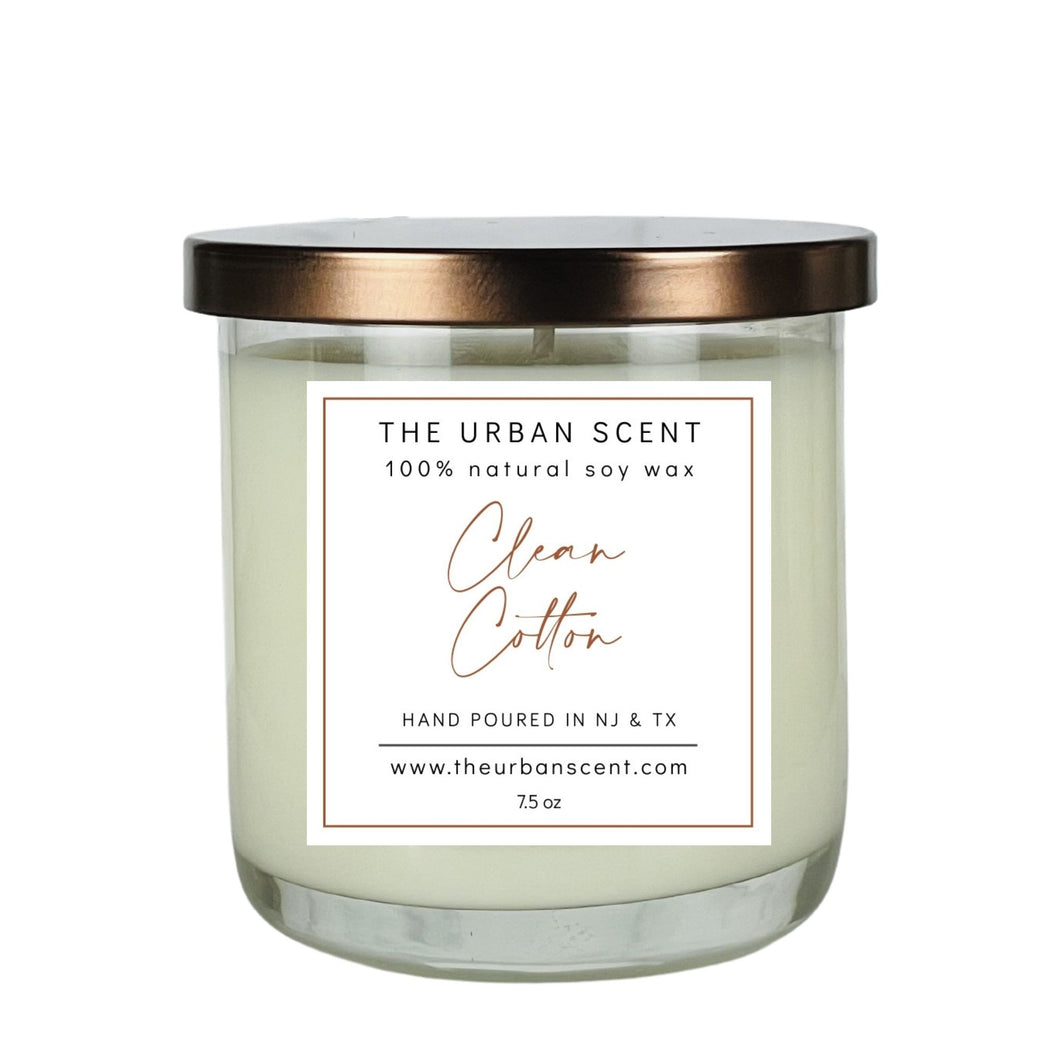 The Urban Scent 100% natural Clean Cotton scented soy candle. 7.5 oz Hand poured in NJ