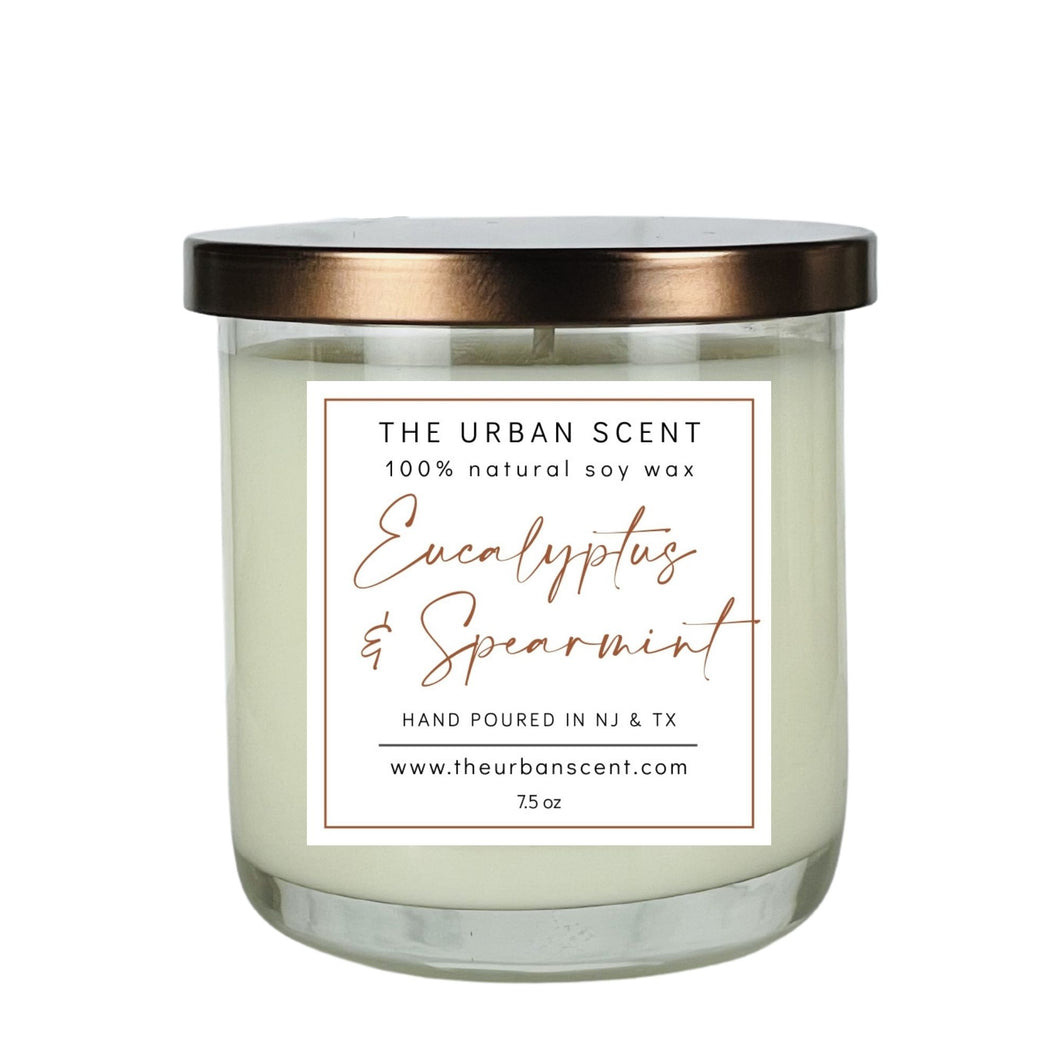 The Urban Scent 100% natural Eucalyptus & Spearmint scented soy candle. 7.5 oz Hand poured in NJ 