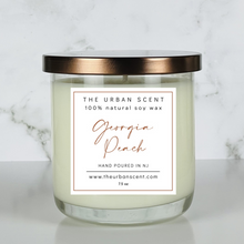 Load image into Gallery viewer, The Urban Scent 100% natural Georgia Peach scented candle. 7.5 oz Hand poured in NJ
