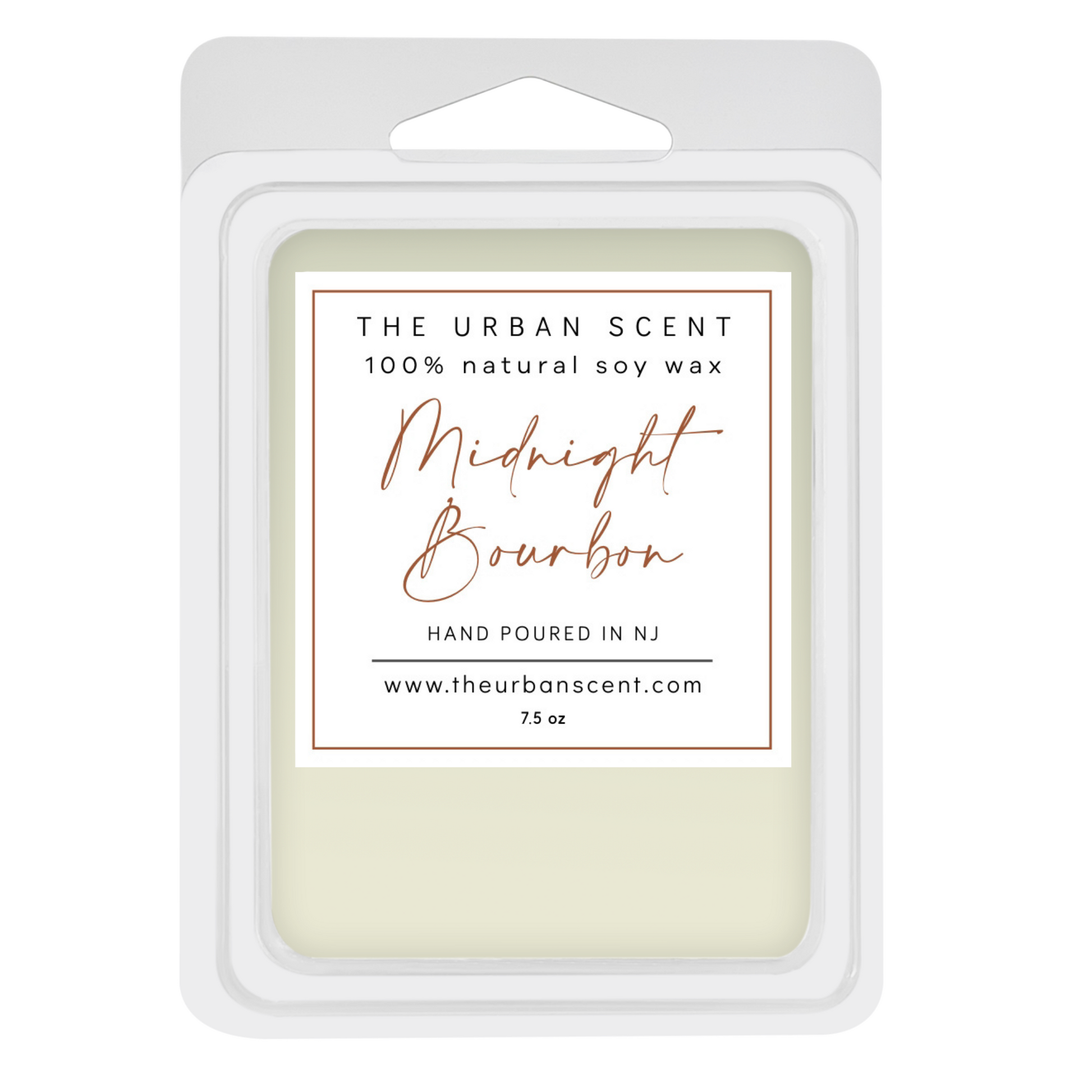 The Urban Scent 100% natural Midnight Bourbon scented wax melts. 2.5 oz Hand poured in NJ soy