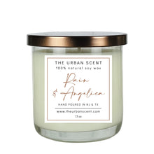 Load image into Gallery viewer, The Urban Scent 100% natural Rain &amp; Angelica scented soy candle. 7.5 oz Hand poured in NJ 
