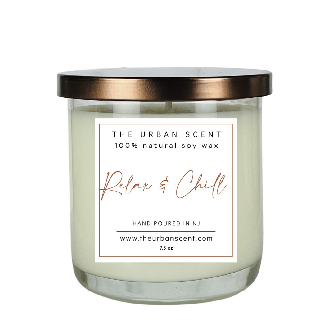 The Urban Scent 100% natural Relax & Chill scented soy candle. 7.5 oz Hand poured in NJ