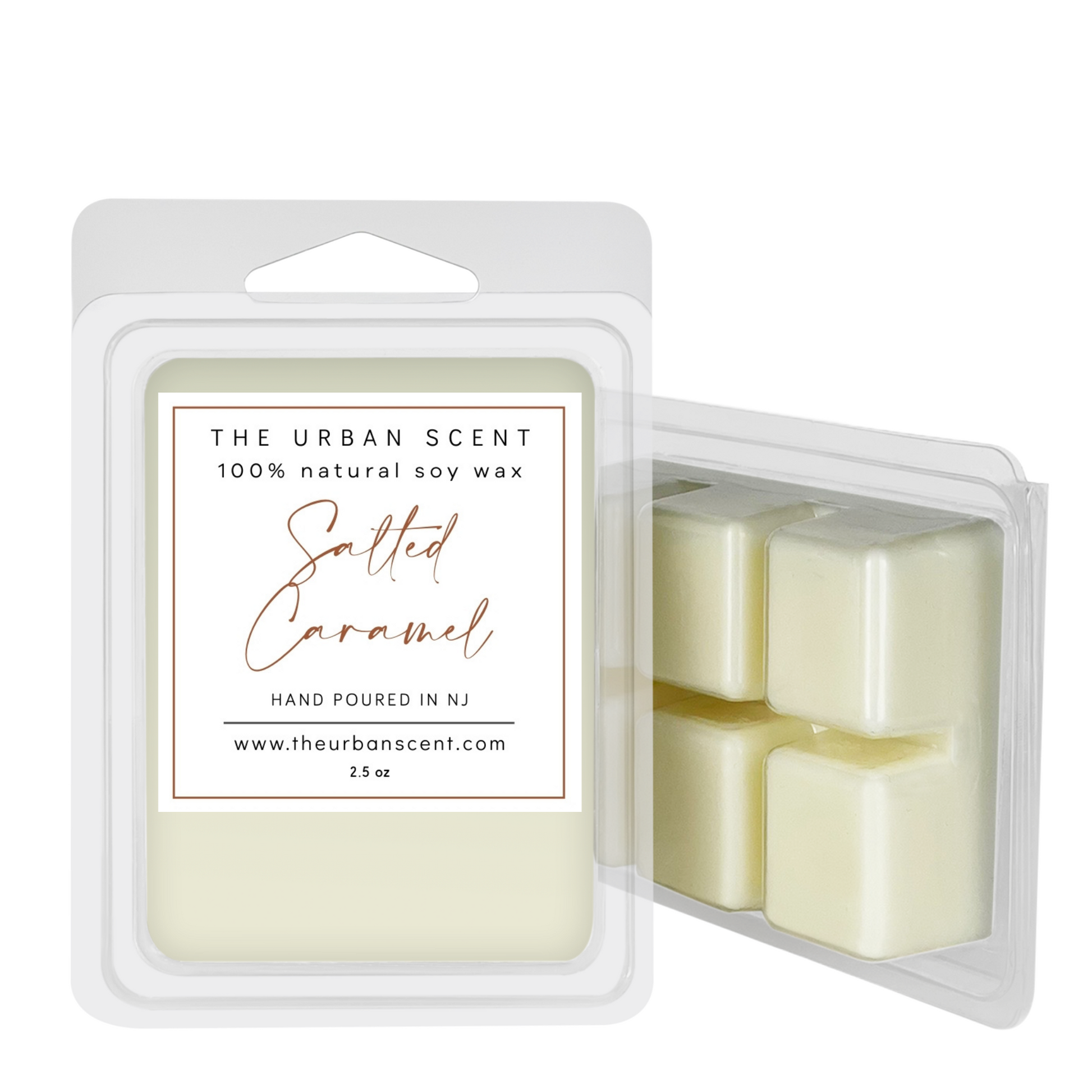 The Urban Scent 100% natural Salted Caramel scented wax melts. 2.5 oz Hand poured in NJ soy