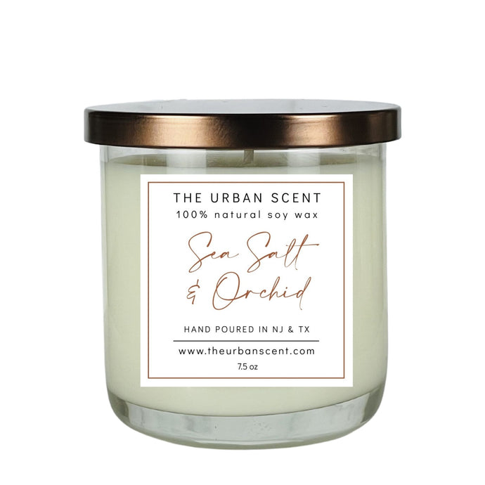 The Urban Scent 100% natural Sea Salt & Orchid scented soy candle. 7.5 oz Hand poured in NJ