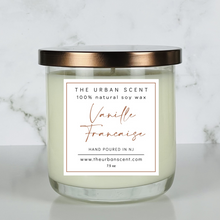Load image into Gallery viewer, The Urban Scent 100% natural Vanille Française scented soy candle. 7.5 oz Hand poured in NJ
